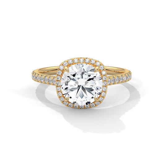 Classic Round Solitaire Ring in 925 Sterling Silver | Gold Finish Bridal Ring