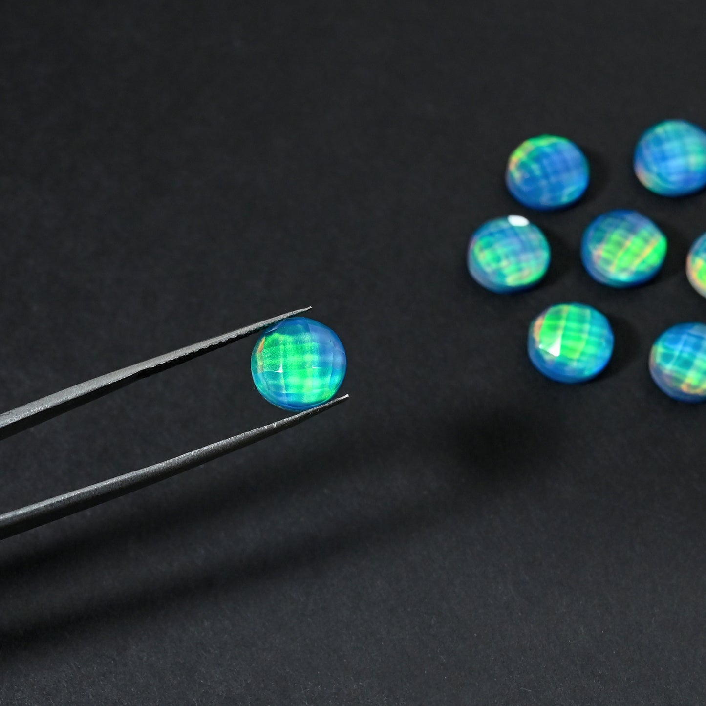 Aurora Opal Doublet Round checker Cut, Fire Opal 10 Pcs Wholesale lot, Opal Doublet Gemstone, 10MM Round, For Making Jewellery