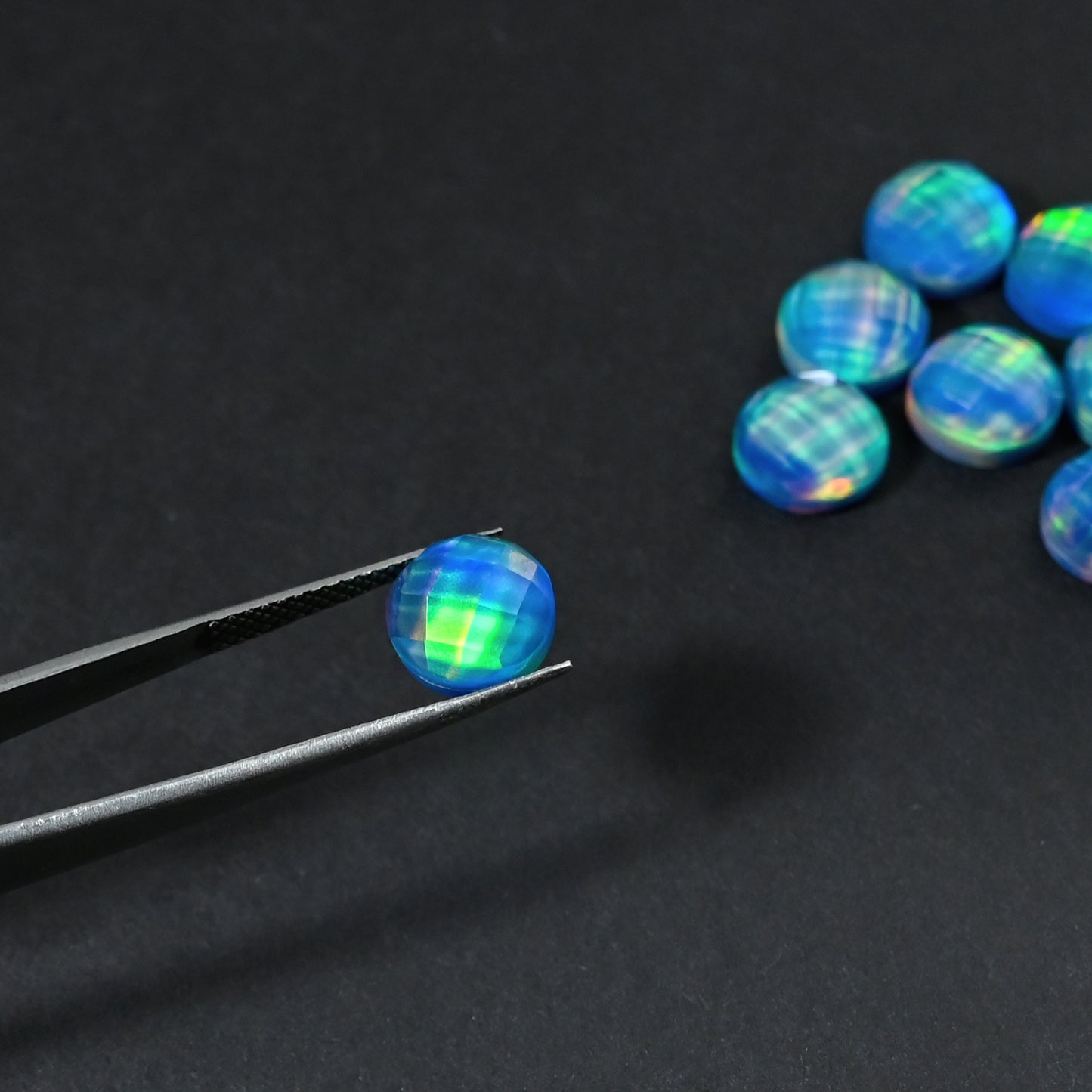 Aurora Opal Doublet Round checker Cut, Fire Opal 10 Pcs Wholesale lot, Opal Doublet Gemstone, 10MM Round, For Making Jewellery