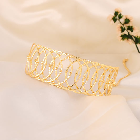 Handmade Brass Gold-Plated Statement Choker – Adjustable Ethnic Neckpiece for Women