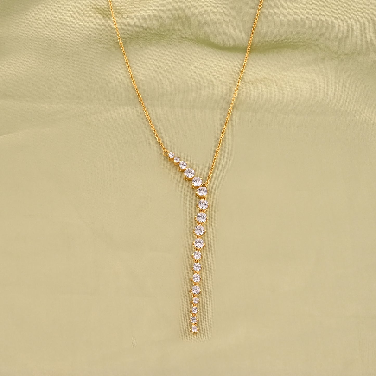 925 Sterling Silver CZ Long Necklace