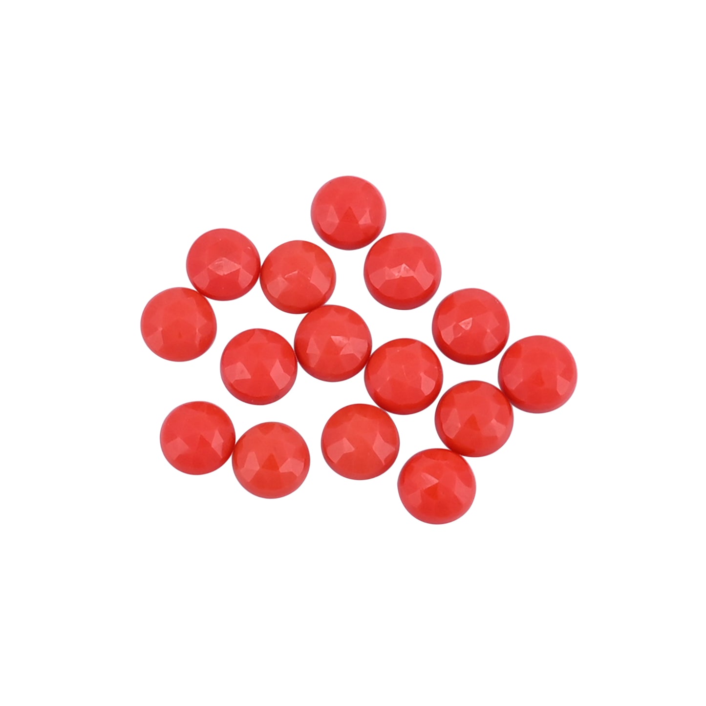 Synthetic Red Coral 5.70mm Round Checker Cut 10.90 Cts 15 Pcs Wholesale Gemstone Lot