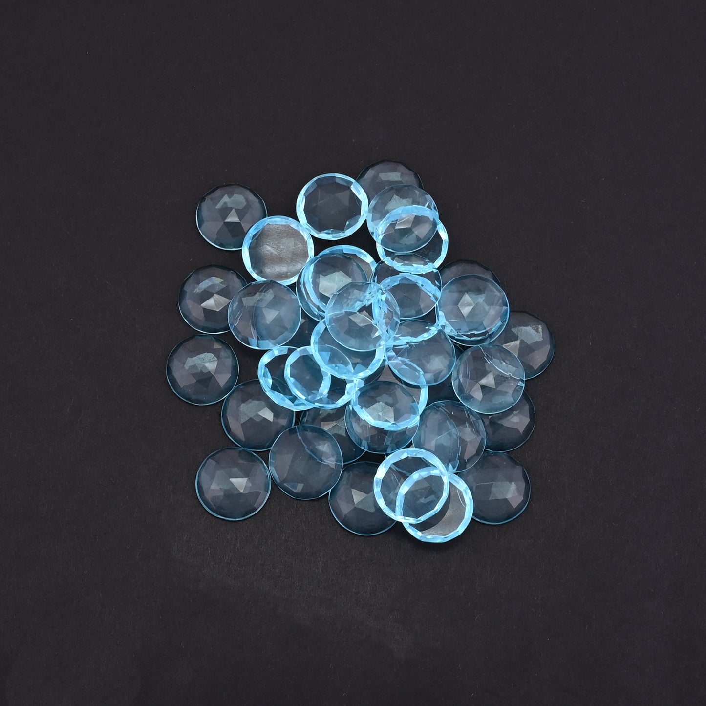 Blue Topaz Hydro 15mm Round Checker Cut 38 Pcs 246.60 Cts Wholesale Gemstone Lot