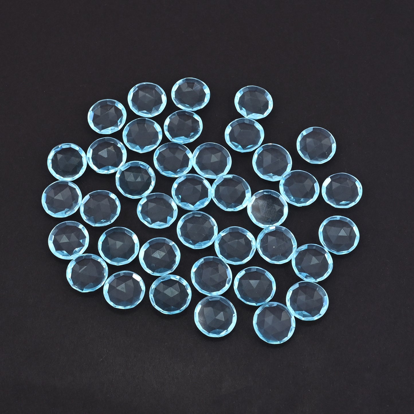 Blue Topaz Hydro 15mm Round Checker Cut 38 Pcs 246.60 Cts Wholesale Gemstone Lot
