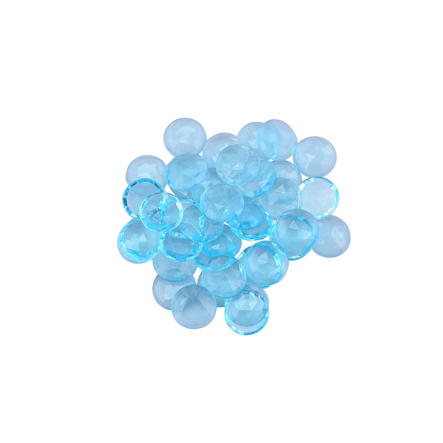 Blue Topaz Hydro 15mm Round Checker Cut 38 Pcs 246.60 Cts Wholesale Gemstone Lot