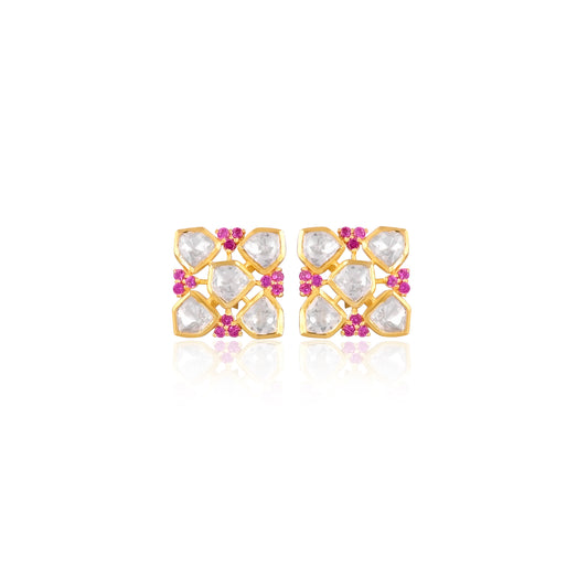 925 Silver Pink Moissanite Stud Earrings – CZ Minimal Earrings