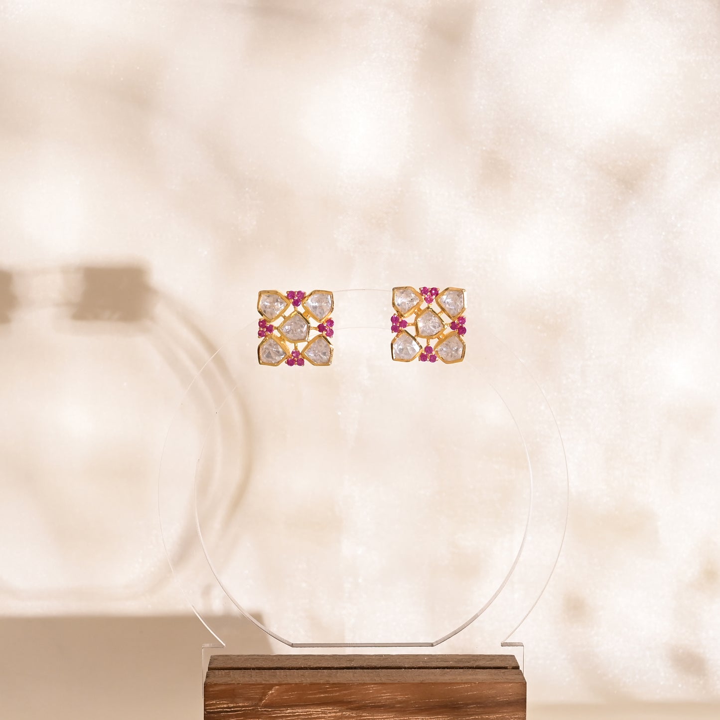 925 Silver Pink Moissanite Stud Earrings – CZ Minimal Earrings