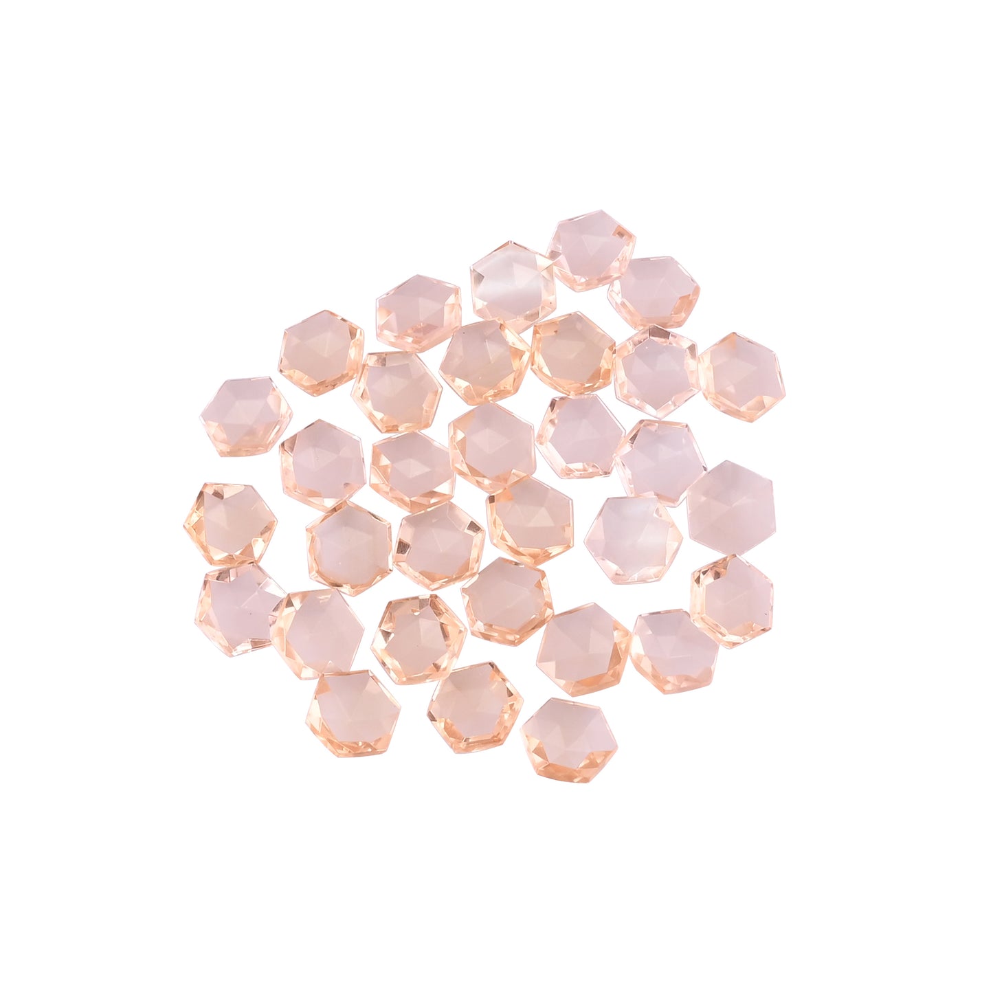 Peach Morganite Hydro 12x12mm Hexagon Checker Cut 167.50 Cts Wholesale 32 Pcs Gemstone Lot