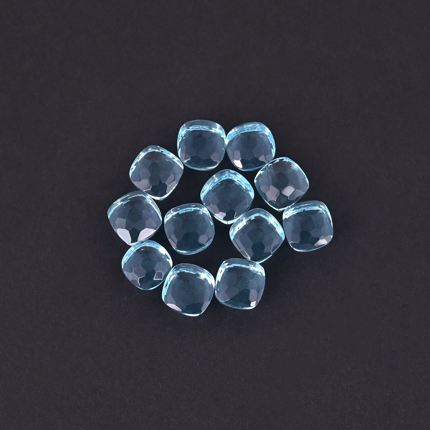 Blue Topaz 9x9mm Cushion Football Cut 55 Cts Wholesale 12 Pcs Gemstone Lot