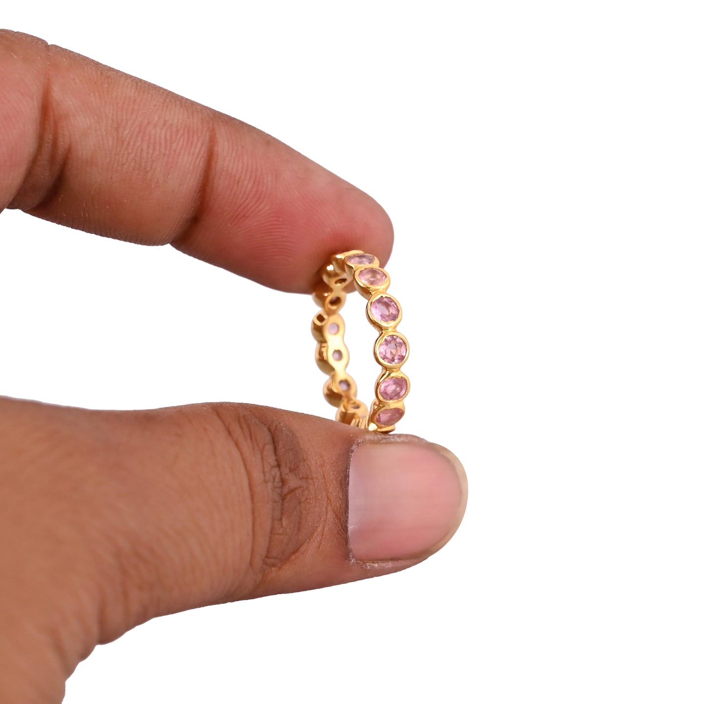 Pink Tourmaline Hydro Gemstone 925 Sterling Silver Unisex Ring