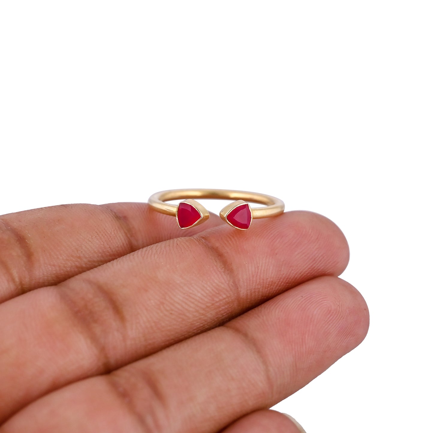 Minimalist Pink Stone Adjustable 925 Sterling Silver Ring