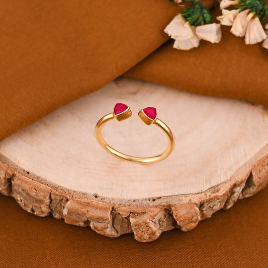 Minimalist Pink Stone Adjustable 925 Sterling Silver Ring