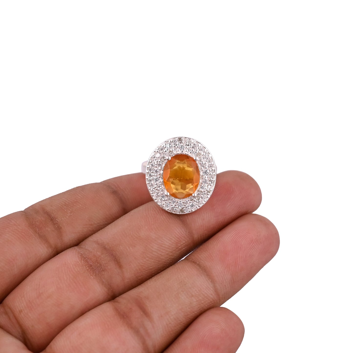 Natural Orange Citrine 11X9mm Oval Gemstone 925 Silver Unisex Ring