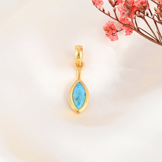 Natural Turquoise Marquise Minimalist Silver Pendant For Her | Danity Pendant | Gift For Her