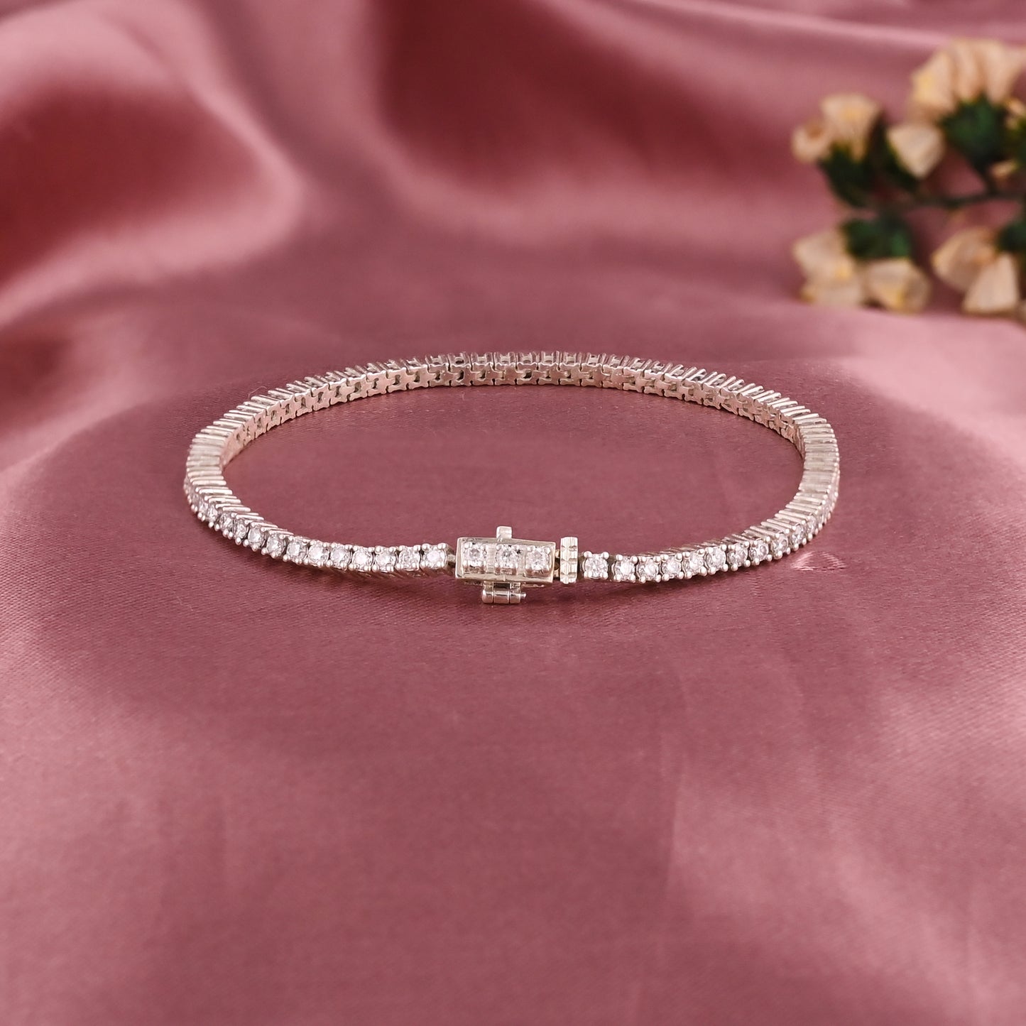 Sterling Silver Moissanite Tennis Bracelet, Dainty Sparkling Fine Jewelry