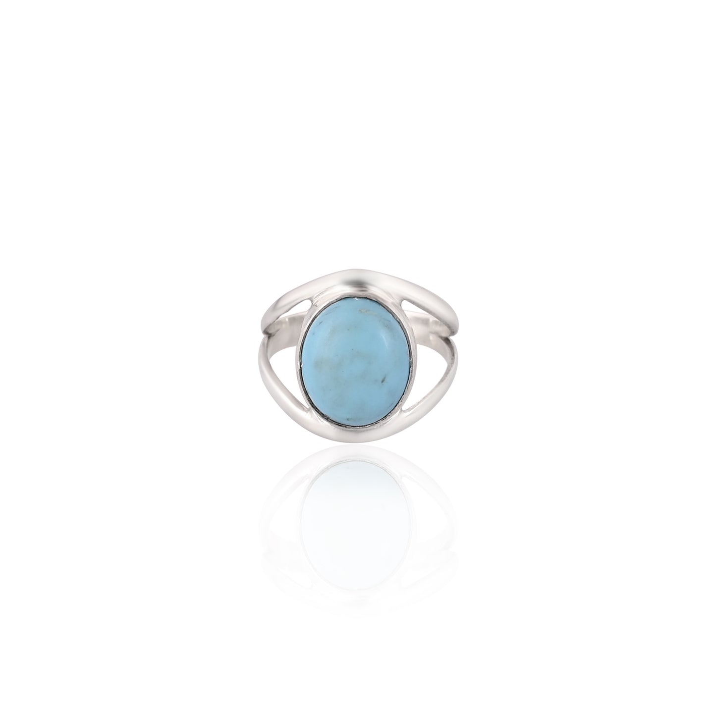 Silver Turquoise Ring, Split Band Turquoise Ring, Turquoise Silver Ring, Sterling Silver Ring, Oval Ring, Blue Turquoise Ring for Women