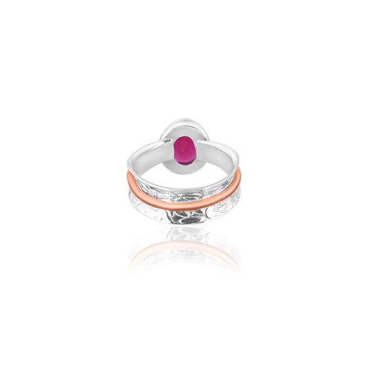 Handmade Pink Tourmaline Ring, Textured Band Ring, 925 Sterling Silver, Women's Silver Jewelry, A ring With Stylish Band For Unisex
