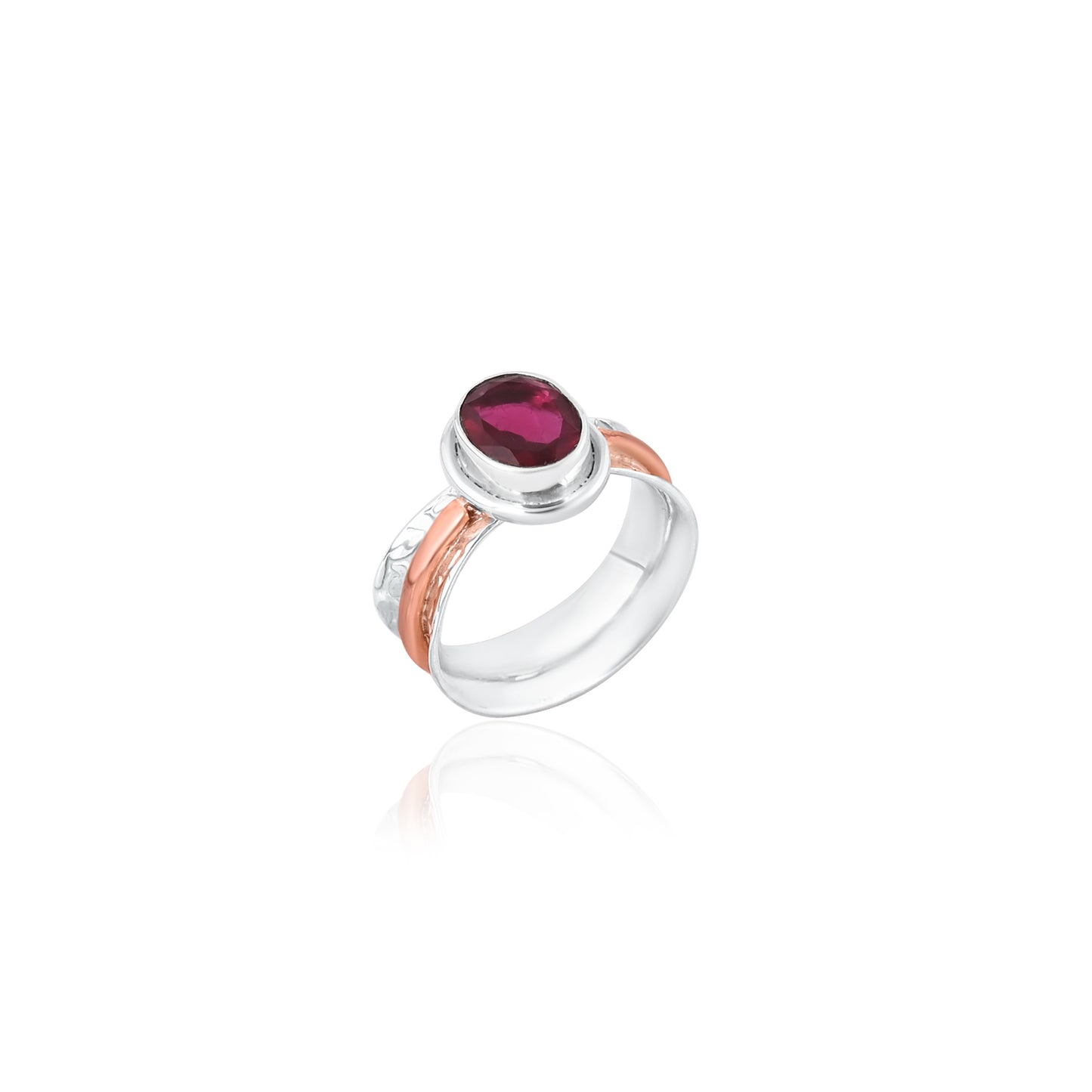 Handmade Pink Tourmaline Ring, Textured Band Ring, 925 Sterling Silver, Women's Silver Jewelry, A ring With Stylish Band For Unisex