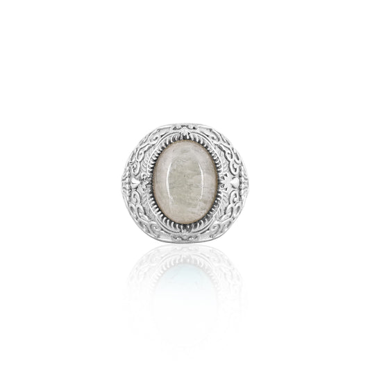 Milky Aquamarine Ring, Oval Stone Ring, March Birthstone Ring, Healing Peaceful Mind Courage Compassion Energy Stone Ring, Ring For Unisex