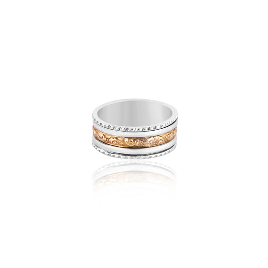 Handmade Silver Ring, Two Tone Gold Plated Ring, 925 Solid Silver Ring, Spinner Textured Ring, Thumb Ring, A Collection of Silver Thumb Ring
