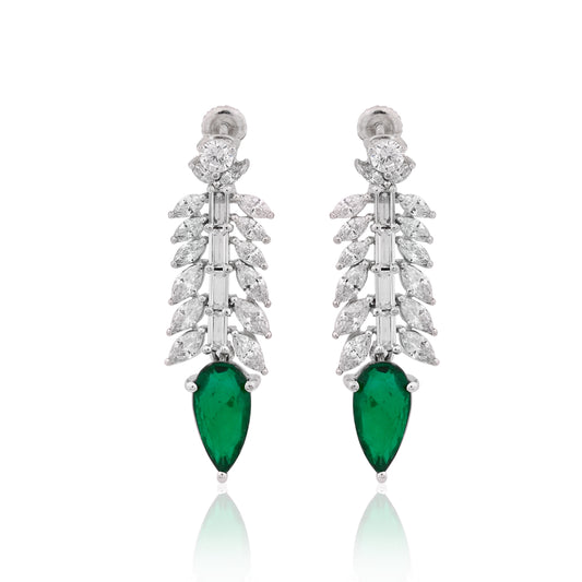 Elegant 925 Silver Drop Earrings with Emerald Doublet & CZ – Luxury Statement Jewelry for Women