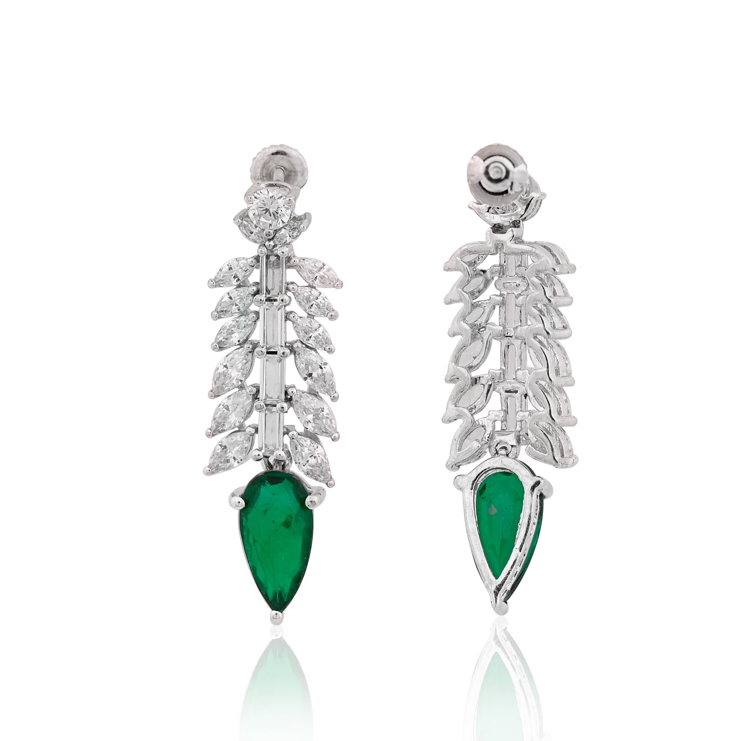 Elegant 925 Silver Drop Earrings with Emerald Doublet & CZ – Luxury Statement Jewelry for Women