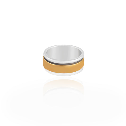 Spinner 925 Sterling Silver Ring, Two Tone Silver Ring, Handmade Plain Ring, Thumb Ring, Unisex Ring, Gift For Her