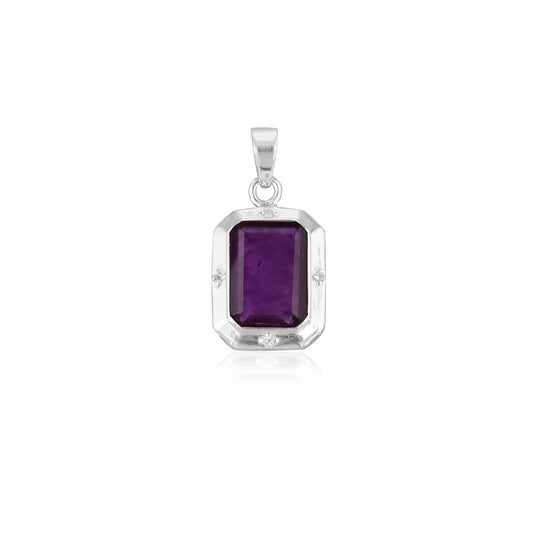 Natural Amethyst 925 Silver February Birthstone Pendant
