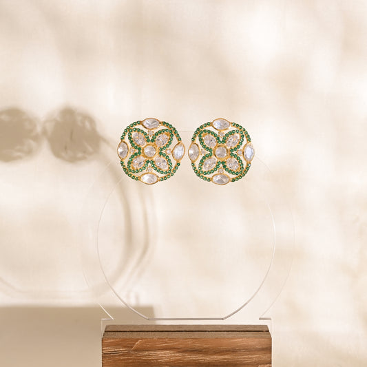 925 Silver Green Moissanite Stud Earrings – Minimal CZ Stone