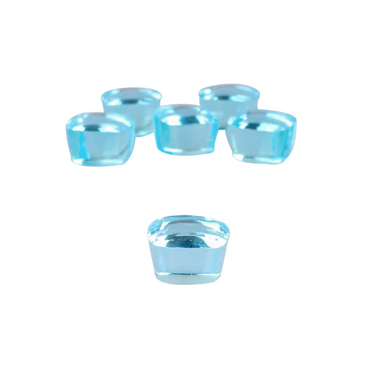 Blue Topaz Hydro 12x12mm Cushion Football Cut 61.55 Cts Wholesale 6 Pcs Gemstone Lot