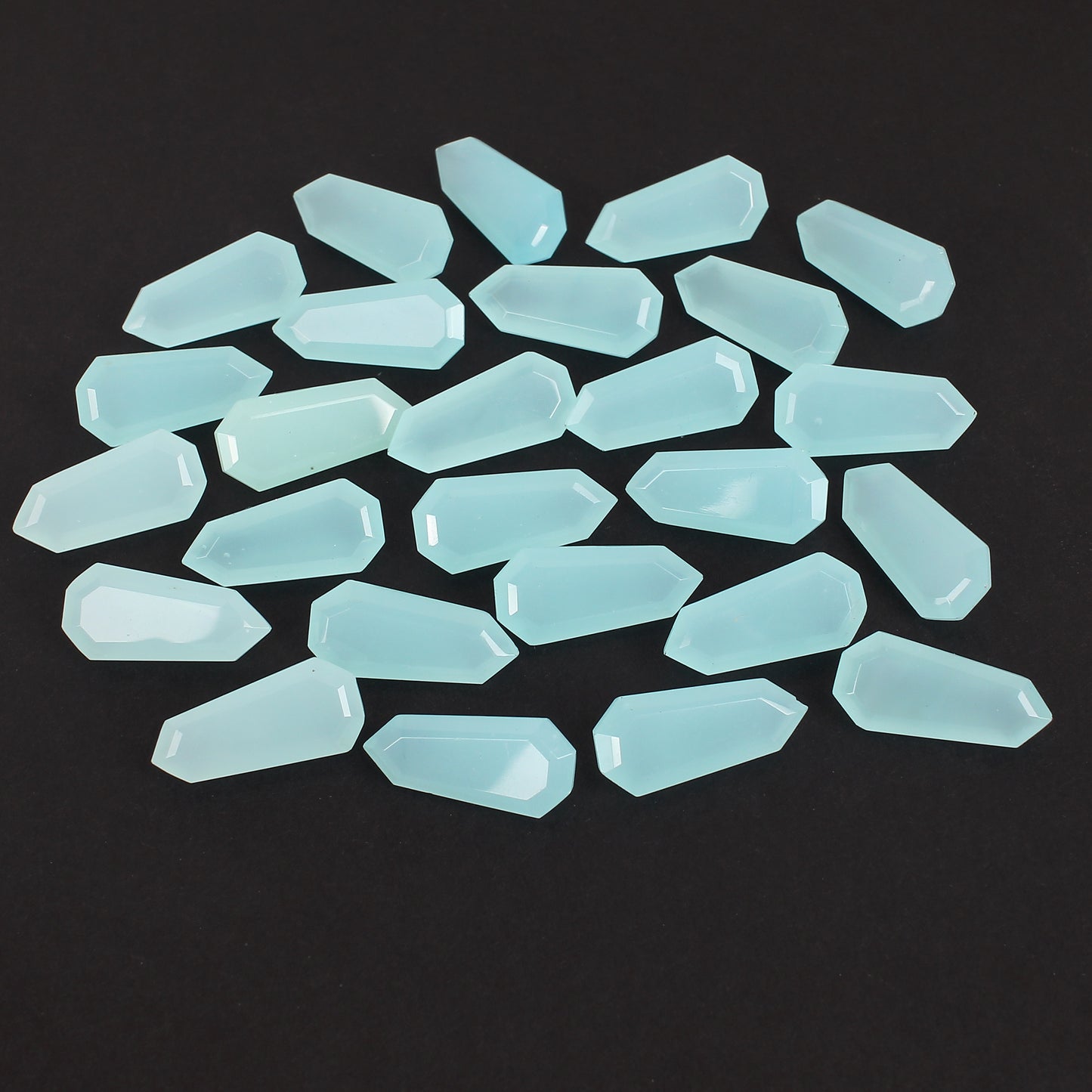 Natural Aqua Chalcedony 26x12mm 390.55 Cts Wholesale 26 PCs Gemstone Lot