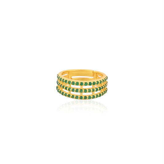 Minimalist 925 Silver Emerald Style Adjustable Ring