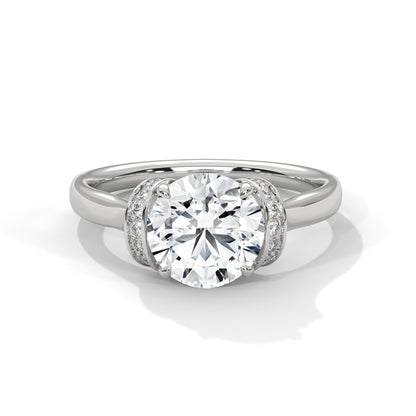 925 Sterling Silver Round Solitaire Halo Engagement Ring