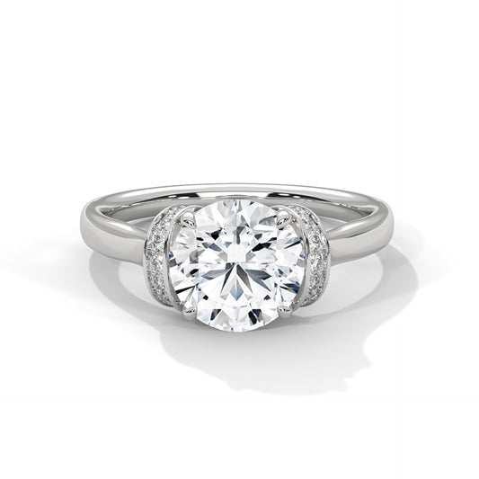 925 Sterling Silver Round Solitaire Halo Engagement Ring