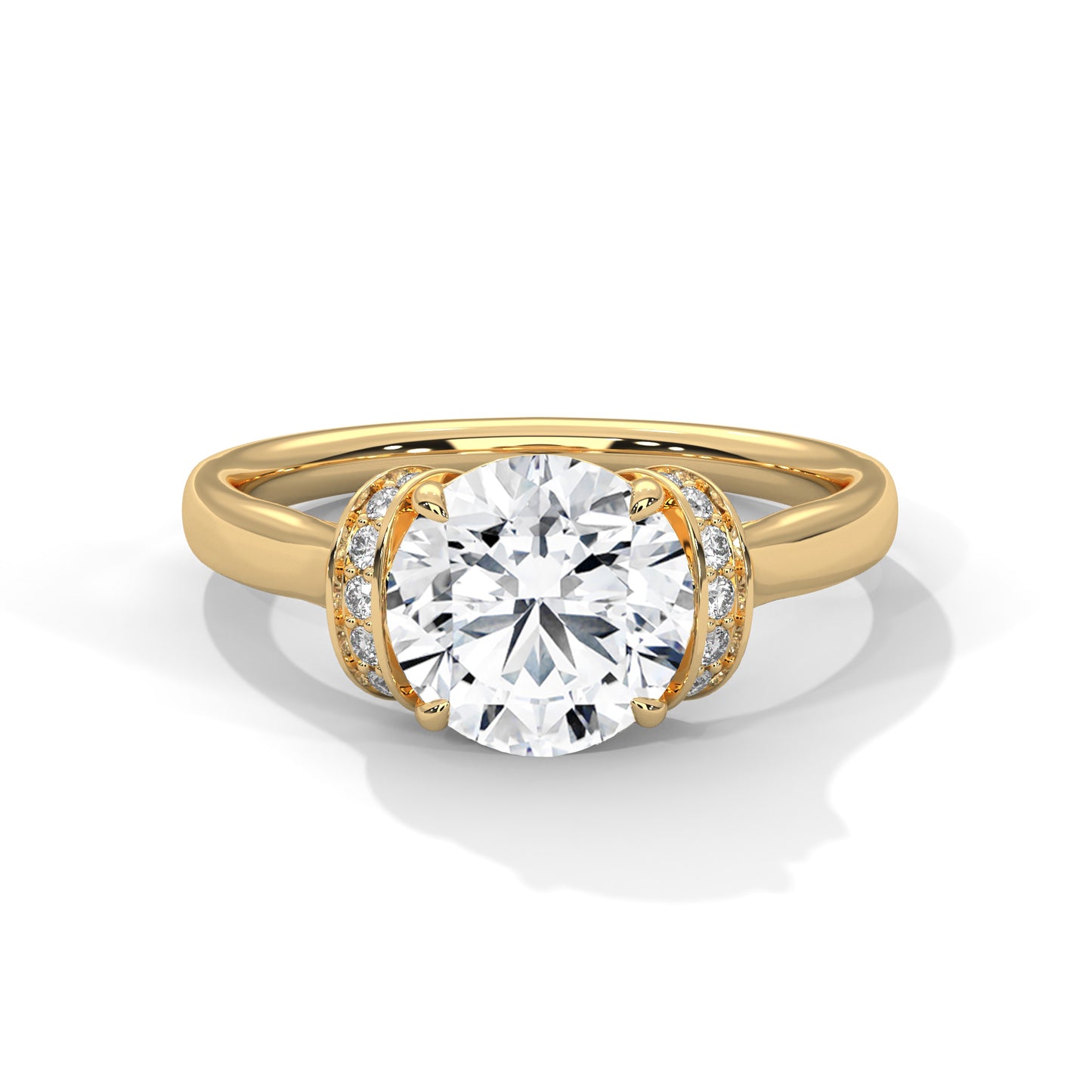925 Sterling Silver Round Solitaire Halo Engagement Ring