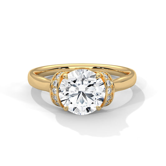 925 Sterling Silver Round Solitaire Halo Engagement Ring