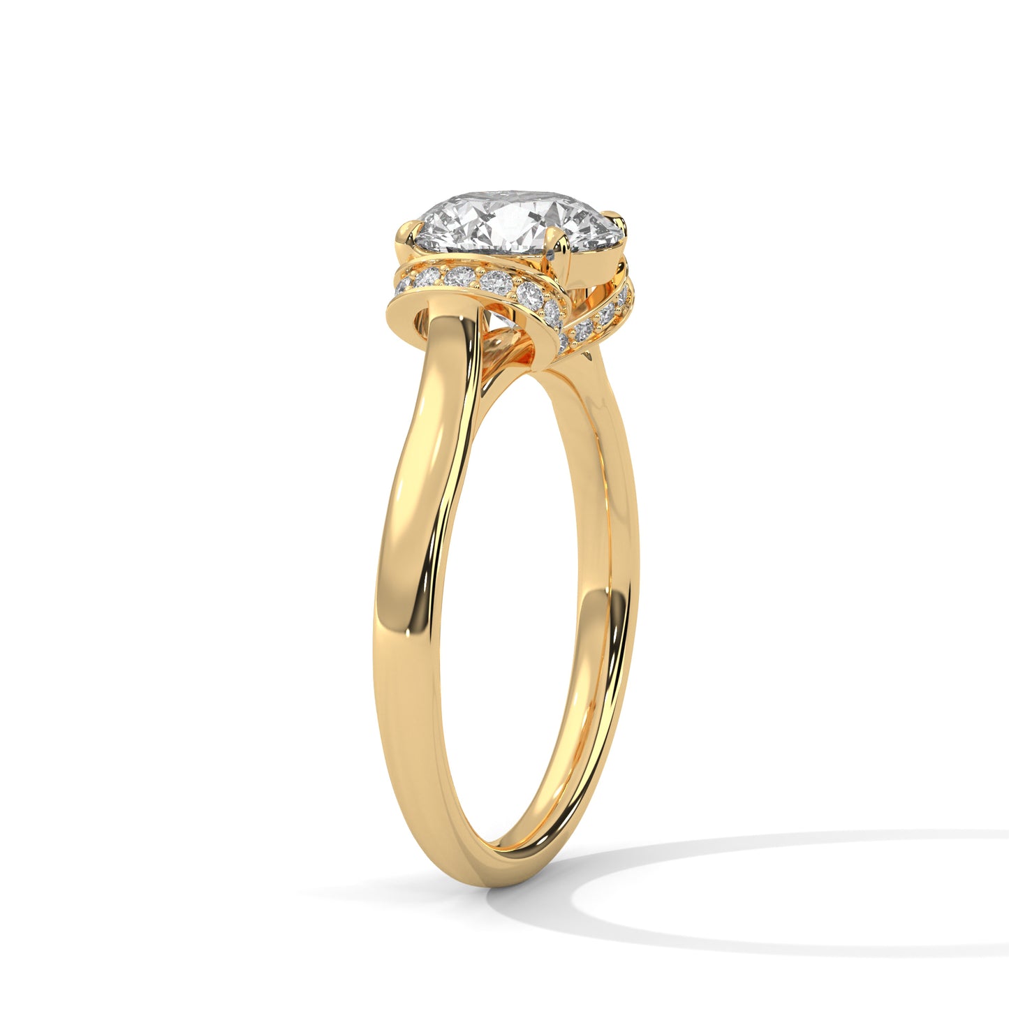 925 Sterling Silver Round Solitaire Halo Engagement Ring