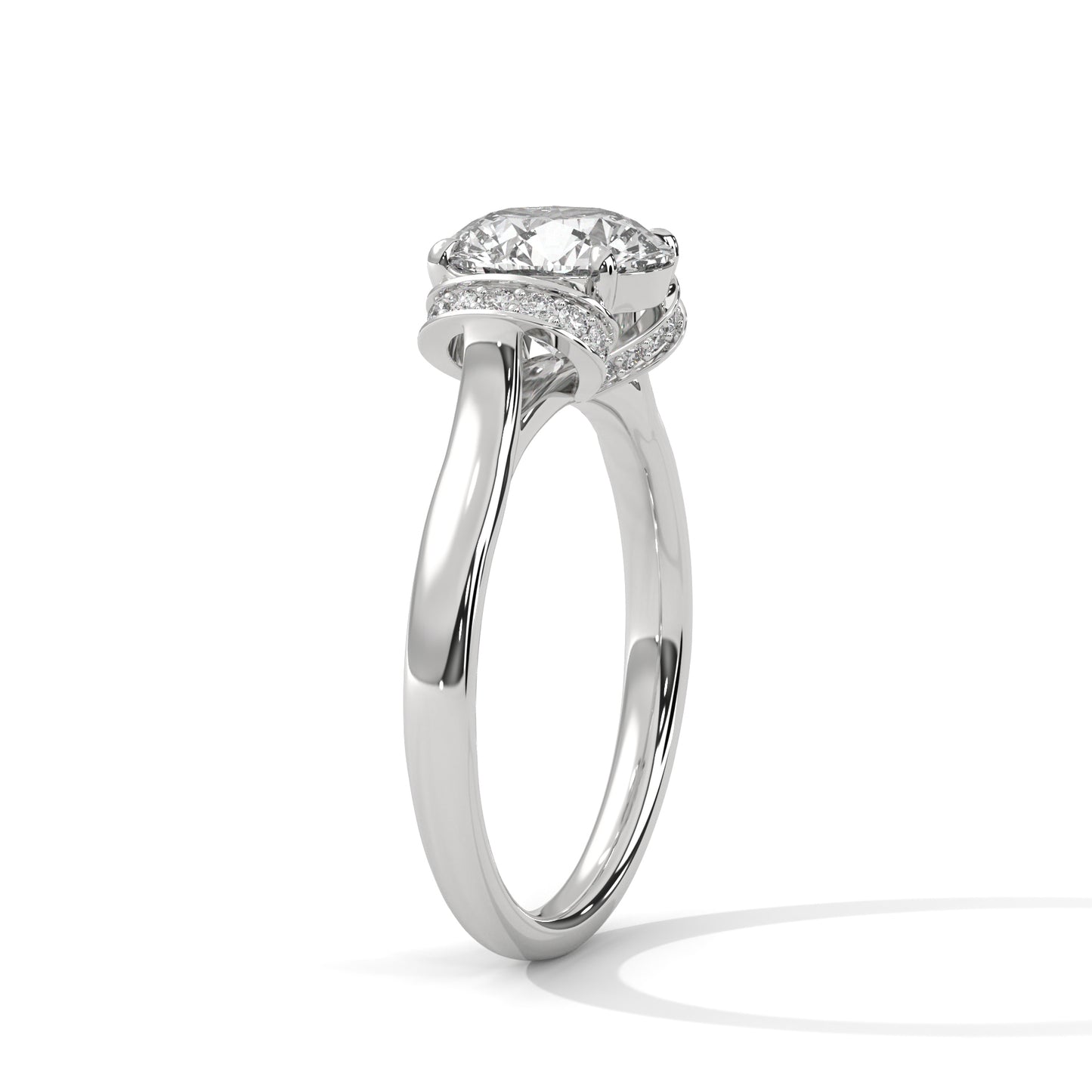 925 Sterling Silver Round Solitaire Halo Engagement Ring