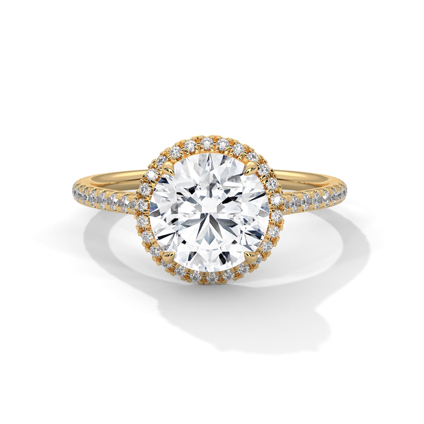 925 Sterling Silver Round Halo Engagement Ring with Pavé Band | Classic Solitaire Promise Ring for Women
