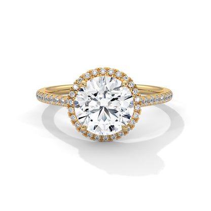 925 Sterling Silver Round Halo Engagement Ring with Pavé Band | Classic Solitaire Promise Ring for Women