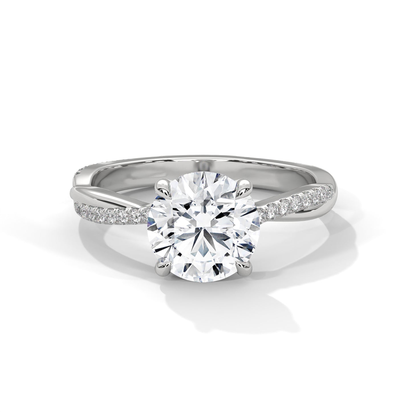 925 Sterling Silver Round Solitaire Ring with Pavé Band | Gold Vermeil Engagement Ring for Women