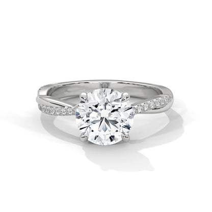925 Sterling Silver Round Solitaire Ring with Pavé Band | Gold Vermeil Engagement Ring for Women