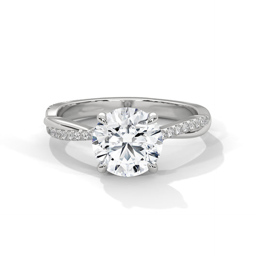 925 Sterling Silver Round Solitaire Ring with Pavé Band | Gold Vermeil Engagement Ring for Women