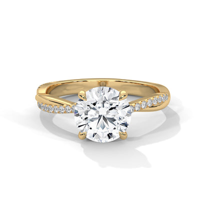 925 Sterling Silver Round Solitaire Ring with Pavé Band | Gold Vermeil Engagement Ring for Women
