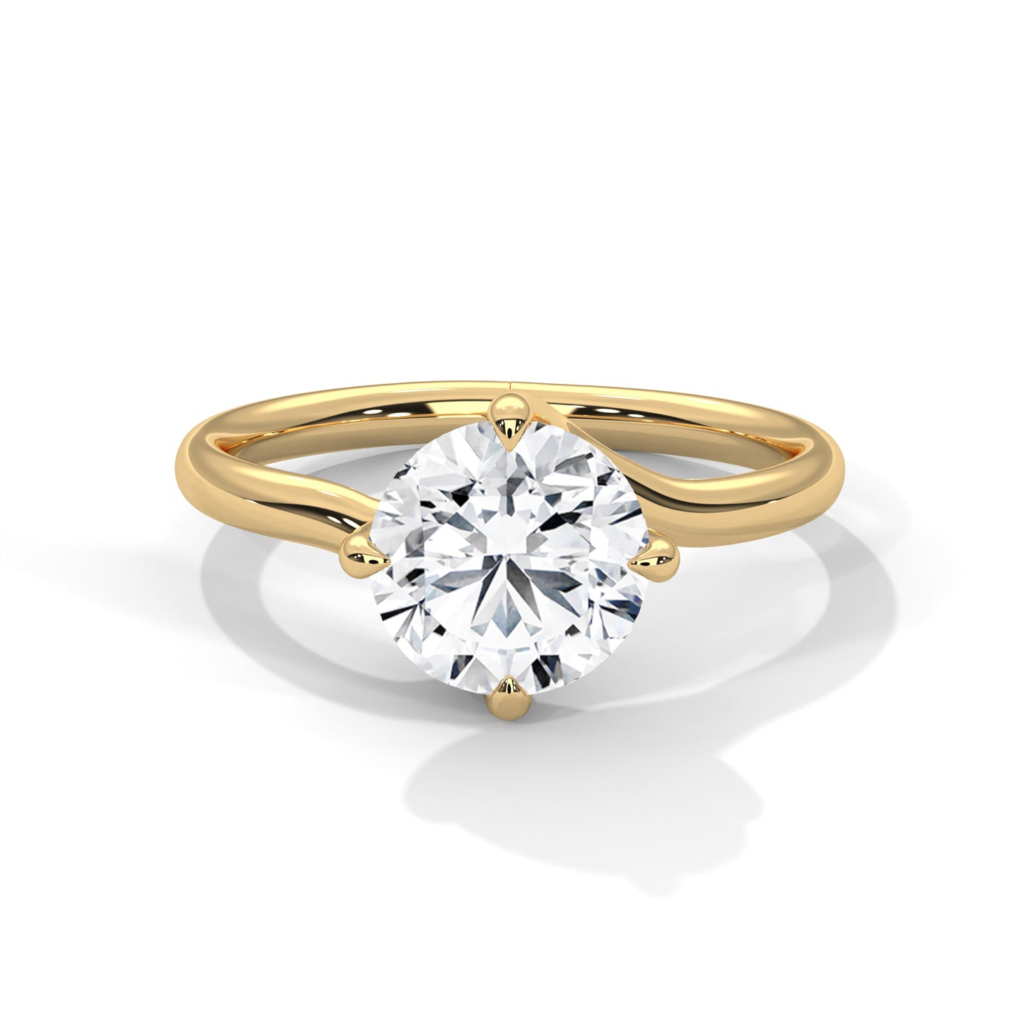 925 Sterling Silver Round Solitaire Ring | Classic Engagement Ring for Women | Gold Vermeil Finish