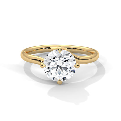 925 Sterling Silver Round Solitaire Ring | Classic Engagement Ring for Women | Gold Vermeil Finish