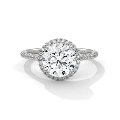 925 Sterling Silver Round Halo Engagement Ring with Pavé Band | Classic Solitaire Promise Ring for Women