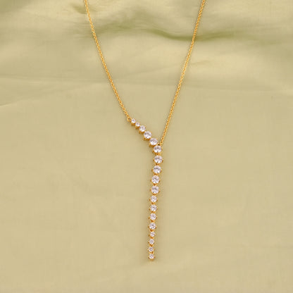 925 Sterling Silver CZ Long Necklace