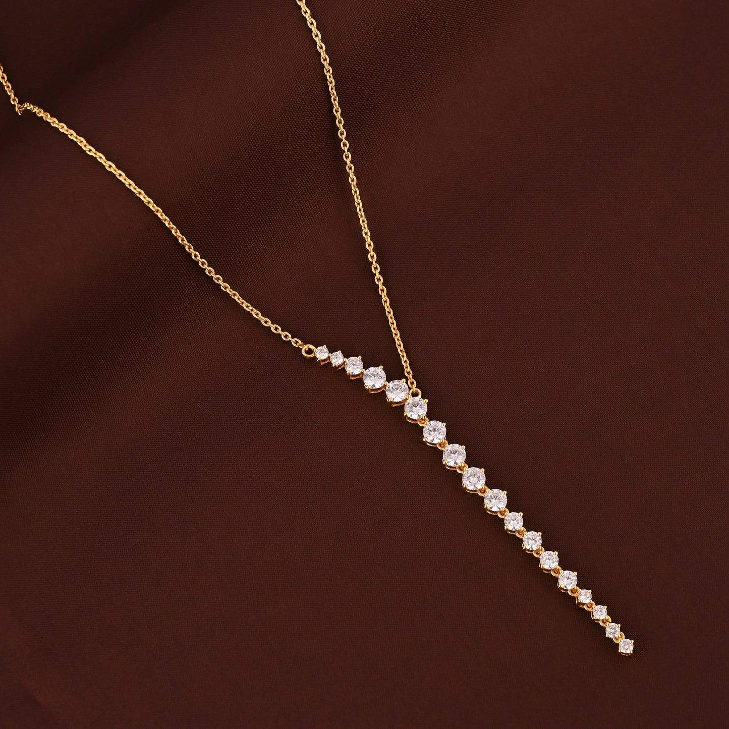 925 Sterling Silver CZ Long Necklace