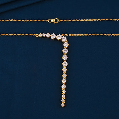 925 Sterling Silver CZ Long Necklace